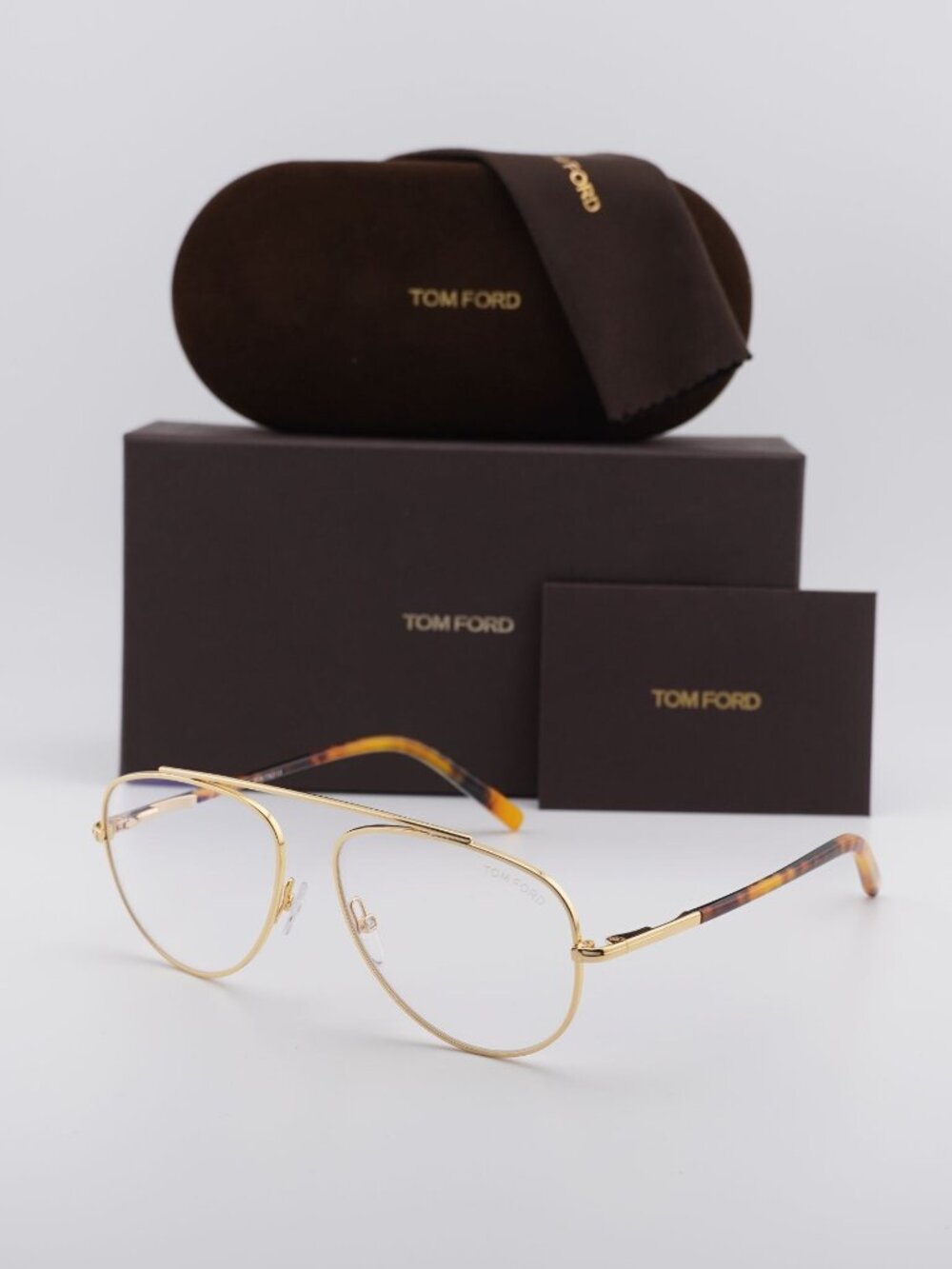 Tom Ford FT5622-B 030 Aviator Eyeglasses - Shiny Deep Gold 57mm
